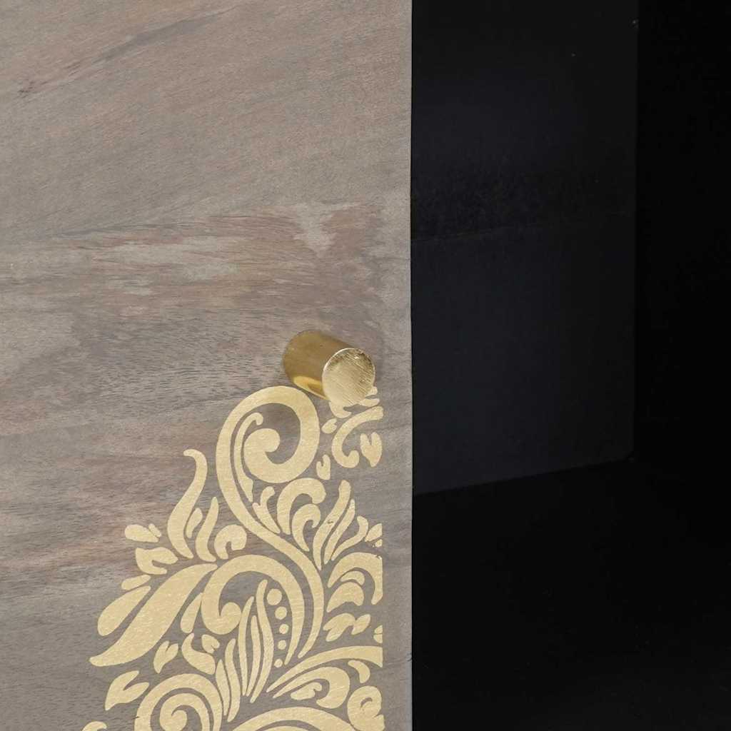 Sideboard Grey and Gold 80 x 33.5 x 75 cm Solid Mango wood