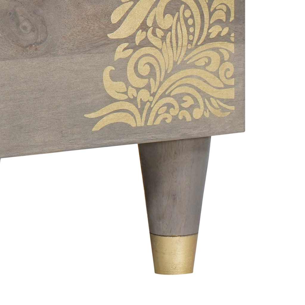 Sideboard Grey and Gold 80 x 33.5 x 75 cm Solid Mango wood