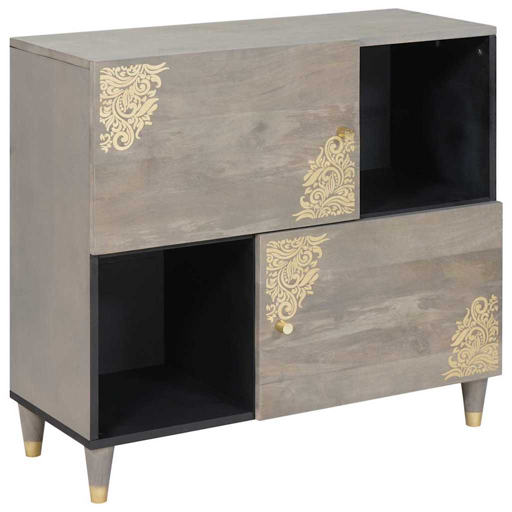 Sideboard Grey and Gold 80 x 33.5 x 75 cm Solid Mango wood
