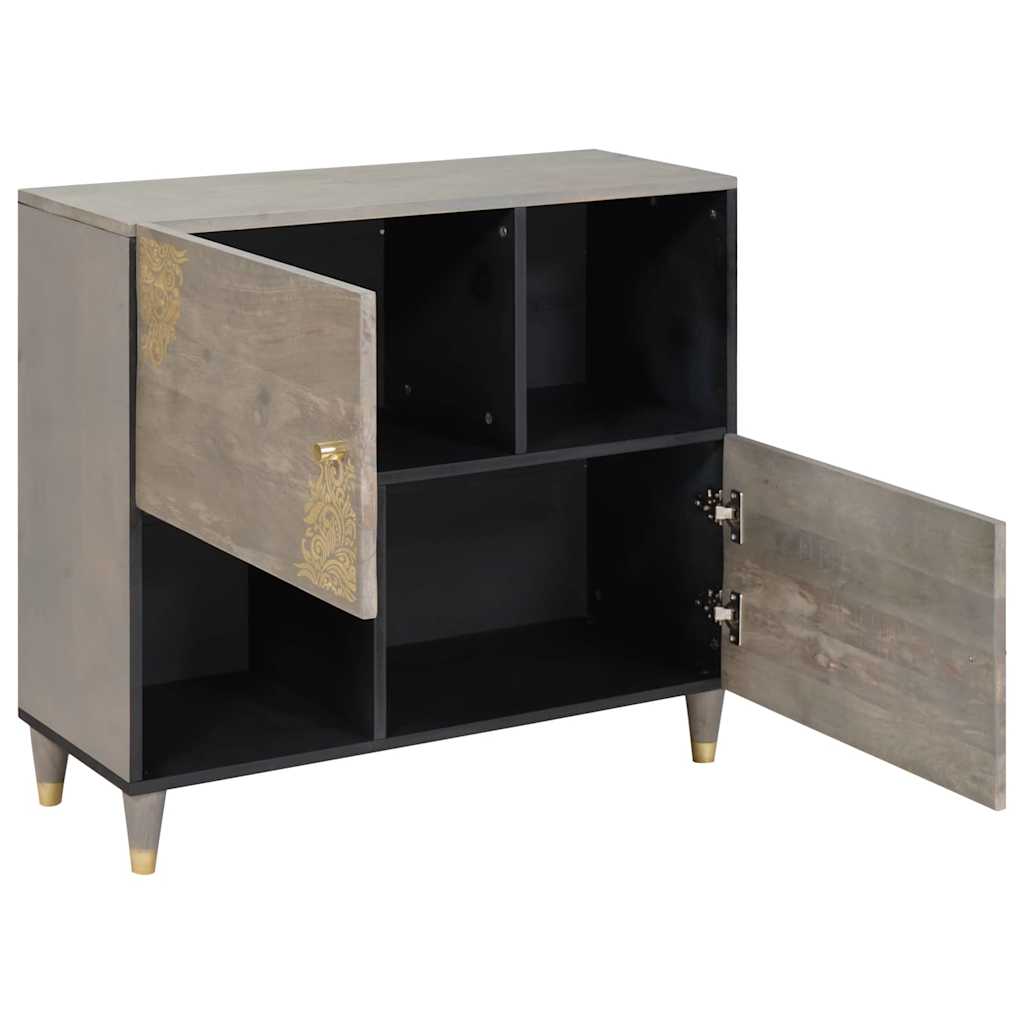 Sideboard Grey and Gold 80 x 33.5 x 75 cm Solid Mango wood