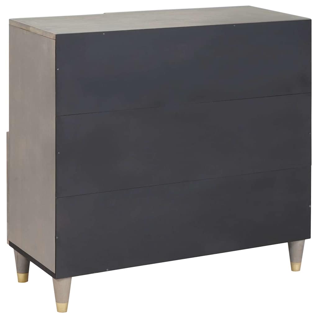 Sideboard Grey and Gold 80 x 33.5 x 75 cm Solid Mango wood