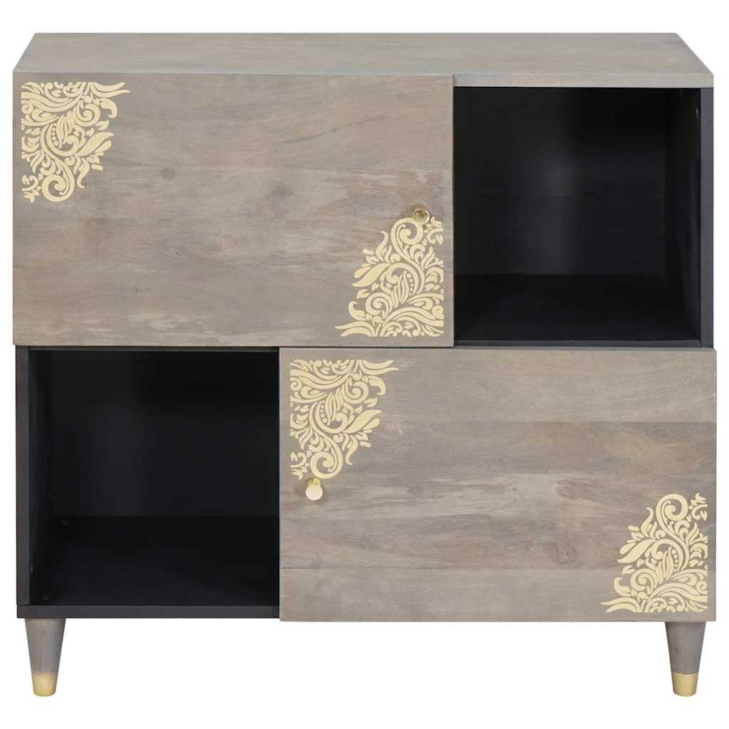 Sideboard Grey and Gold 80 x 33.5 x 75 cm Solid Mango wood