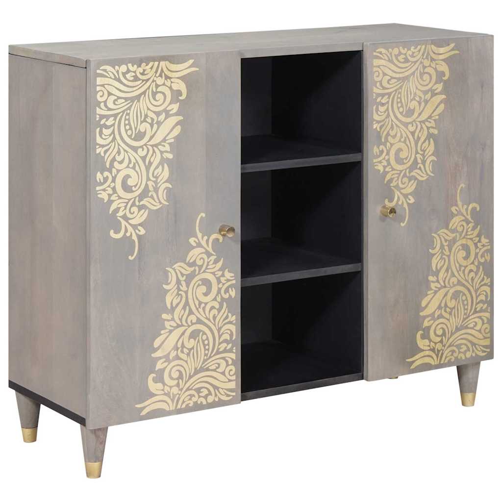 Sideboard Grey and Gold 90 x 33.5 x 75 cm Solid Mango wood