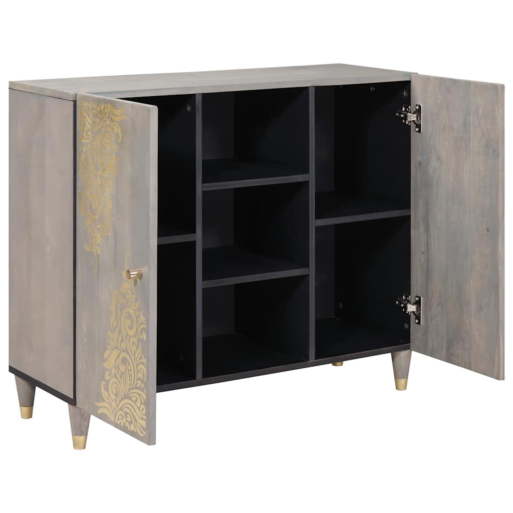 Sideboard Grey and Gold 90 x 33.5 x 75 cm Solid Mango wood