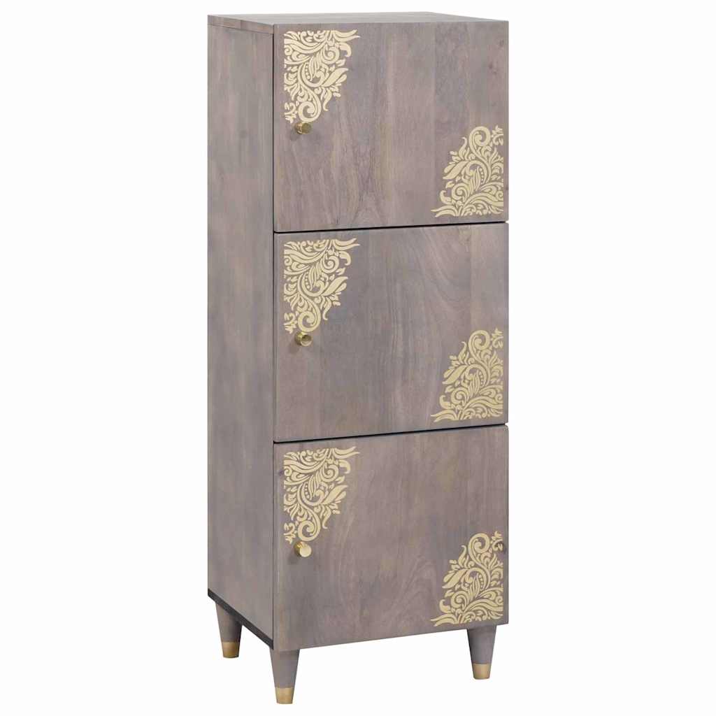 Highboard Grey and Gold 40 x 33.5 x 110 cm Solid Mango wood