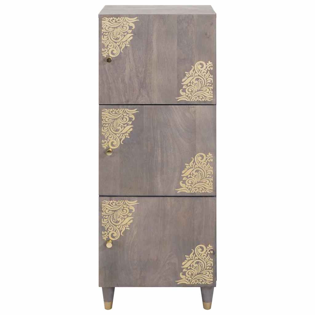 Highboard Grey and Gold 40 x 33.5 x 110 cm Solid Mango wood