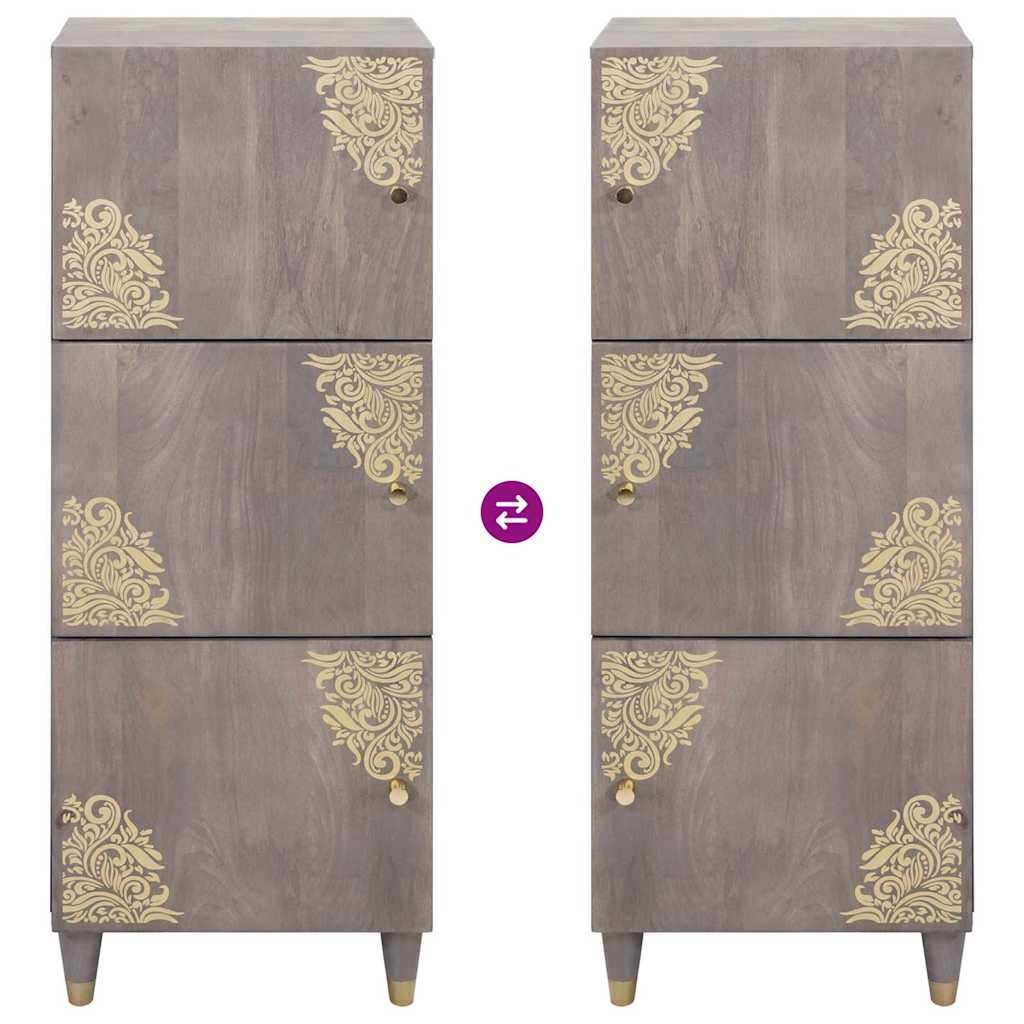 Highboard Grey and Gold 40 x 33.5 x 110 cm Solid Mango wood