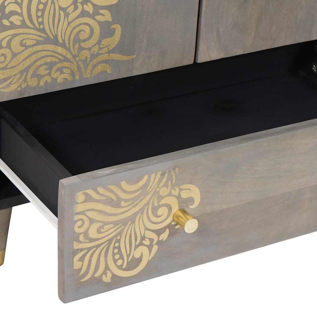 Highboard Grey and Gold 60 x 33.5 x 100 cm Solid Mango wood