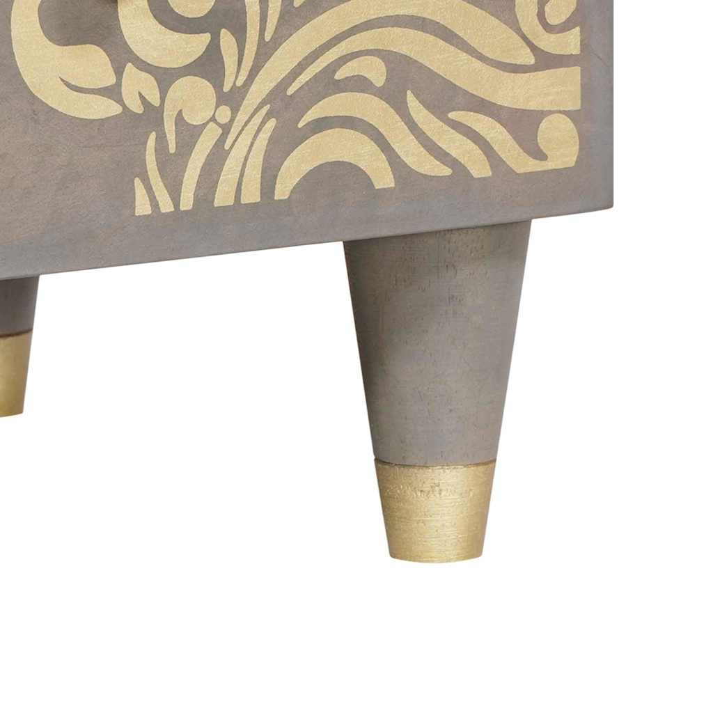 Highboard Grey and Gold 60 x 33.5 x 100 cm Solid Mango wood