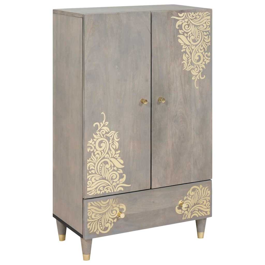 Highboard Grey and Gold 60 x 33.5 x 100 cm Solid Mango wood