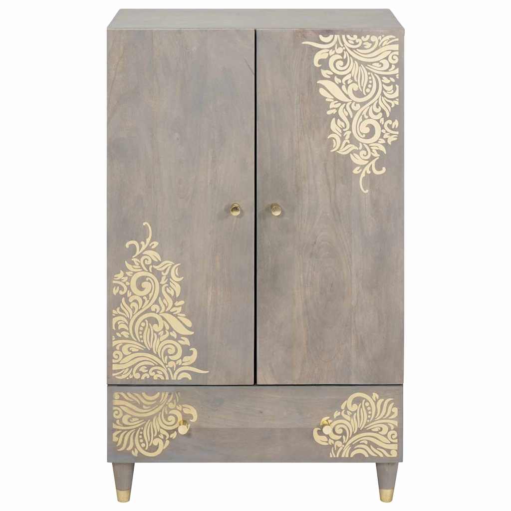 Highboard Grey and Gold 60 x 33.5 x 100 cm Solid Mango wood