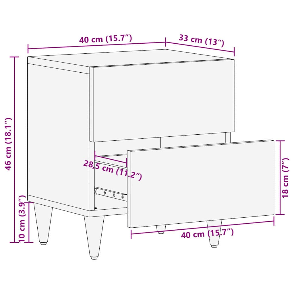 Bedside Tables with Drawer 40 x 33.5 x 46 cm