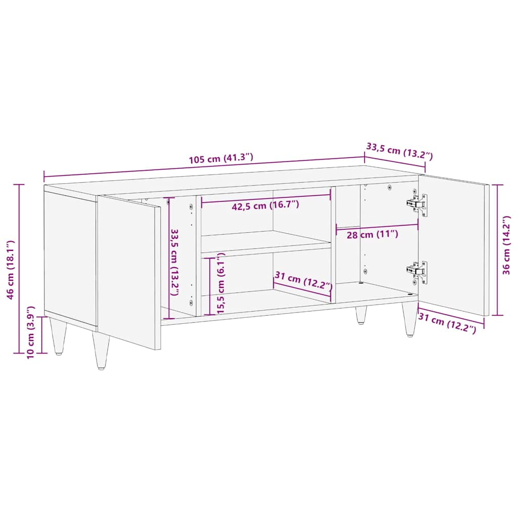 Media Storage Cabinets & Racks Brown 105 x 33.5 x 46 cm