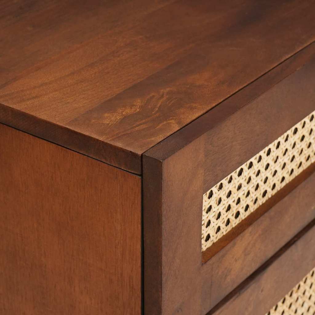 Bedside Tables Brown 50 x 33 x 60 cm Cane and solid mango wood