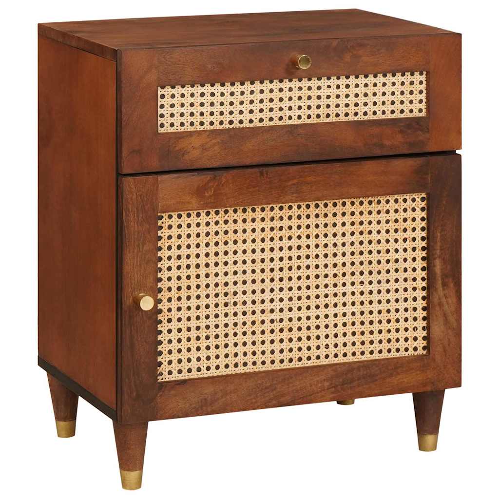 Bedside Tables Brown 50 x 33 x 60 cm Cane and solid mango wood