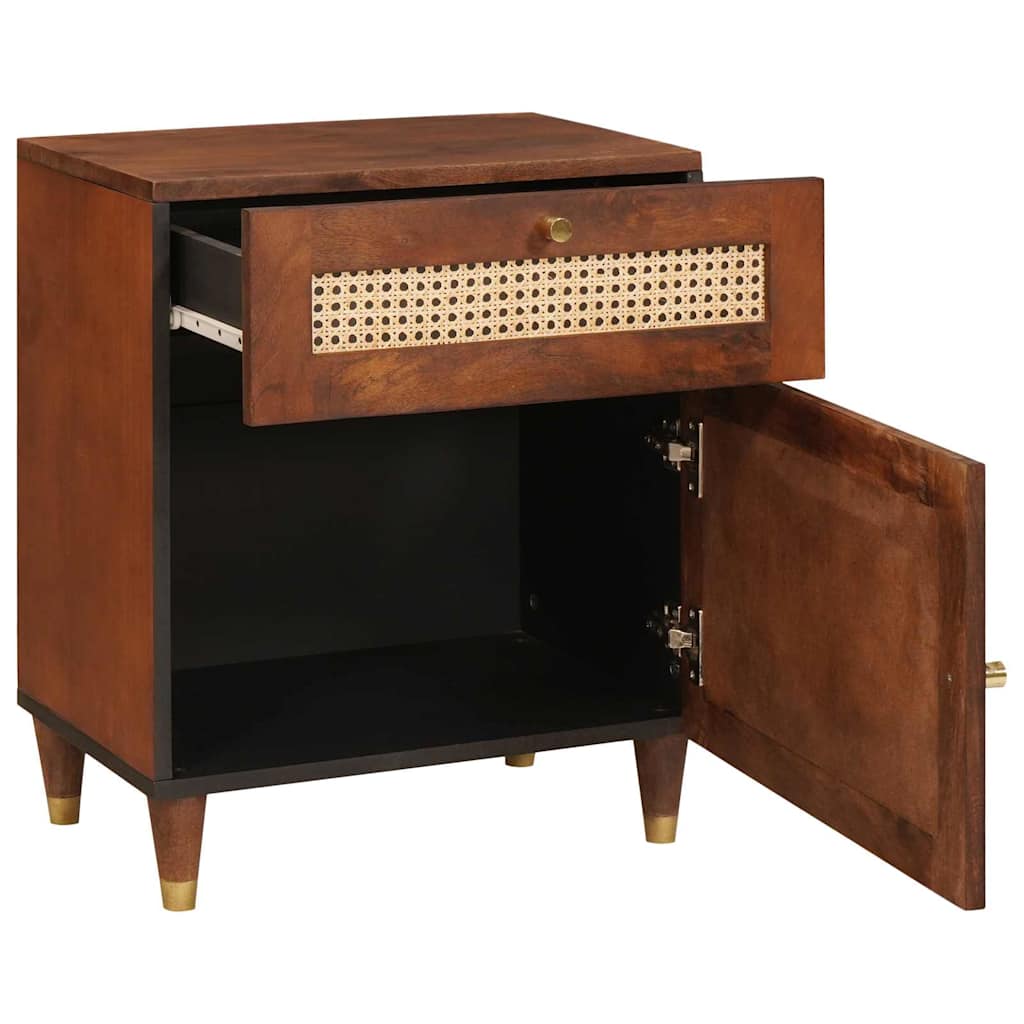 Bedside Tables Brown 50 x 33 x 60 cm Cane and solid mango wood