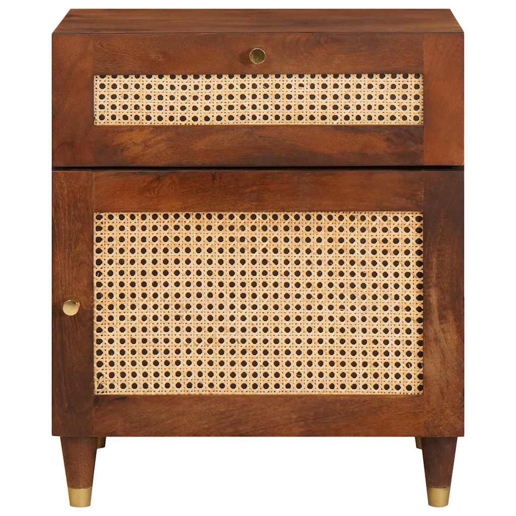 Bedside Tables Brown 50 x 33 x 60 cm Cane and solid mango wood