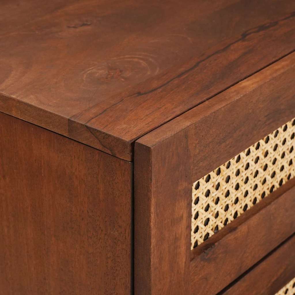 Bedside Tables Brown 50 x 33 x 60 cm Cane and solid mango wood