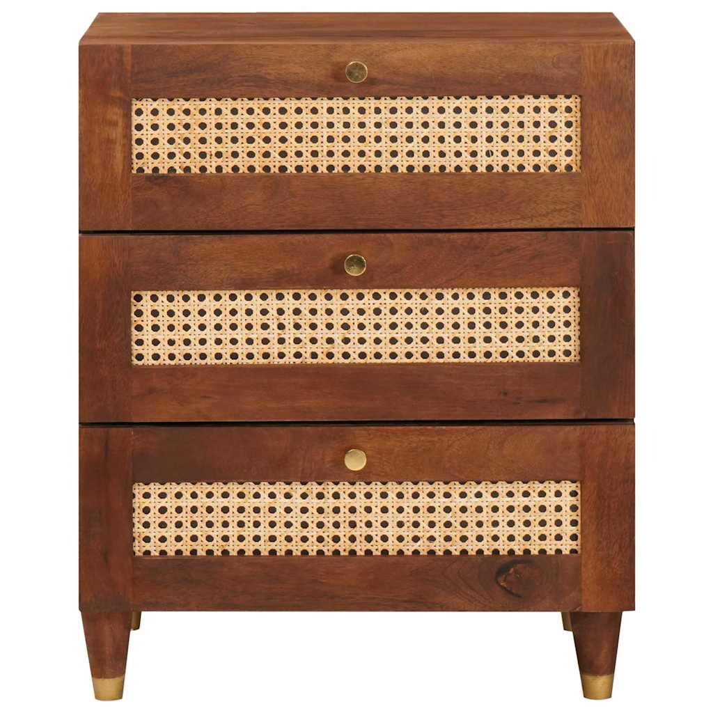 Bedside Tables Brown 50 x 33 x 60 cm Cane and solid mango wood