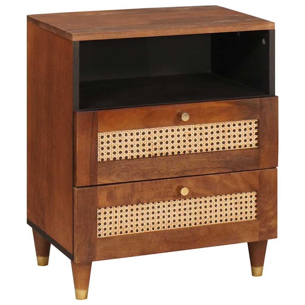 Bedside Tables Brown 50 x 33 x 60 cm Cane and solid mango wood