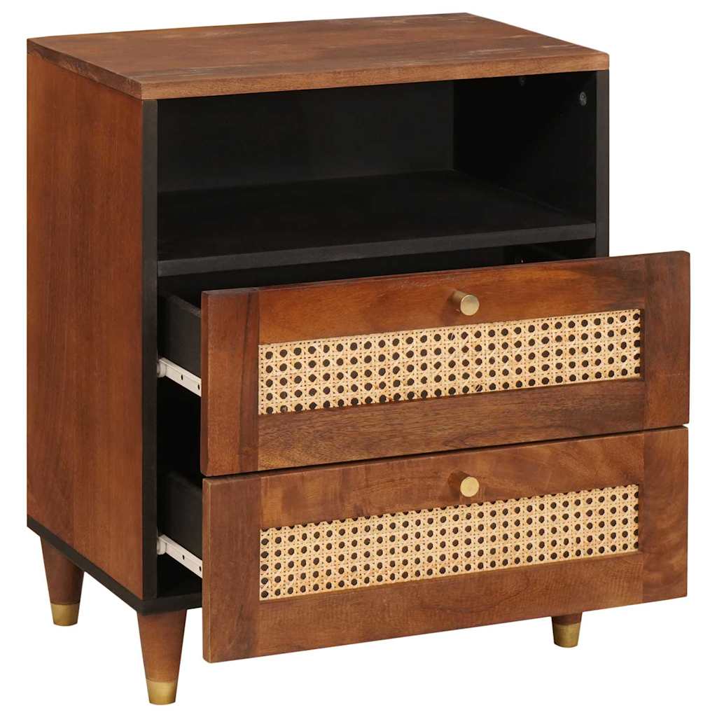 Bedside Tables Brown 50 x 33 x 60 cm Cane and solid mango wood