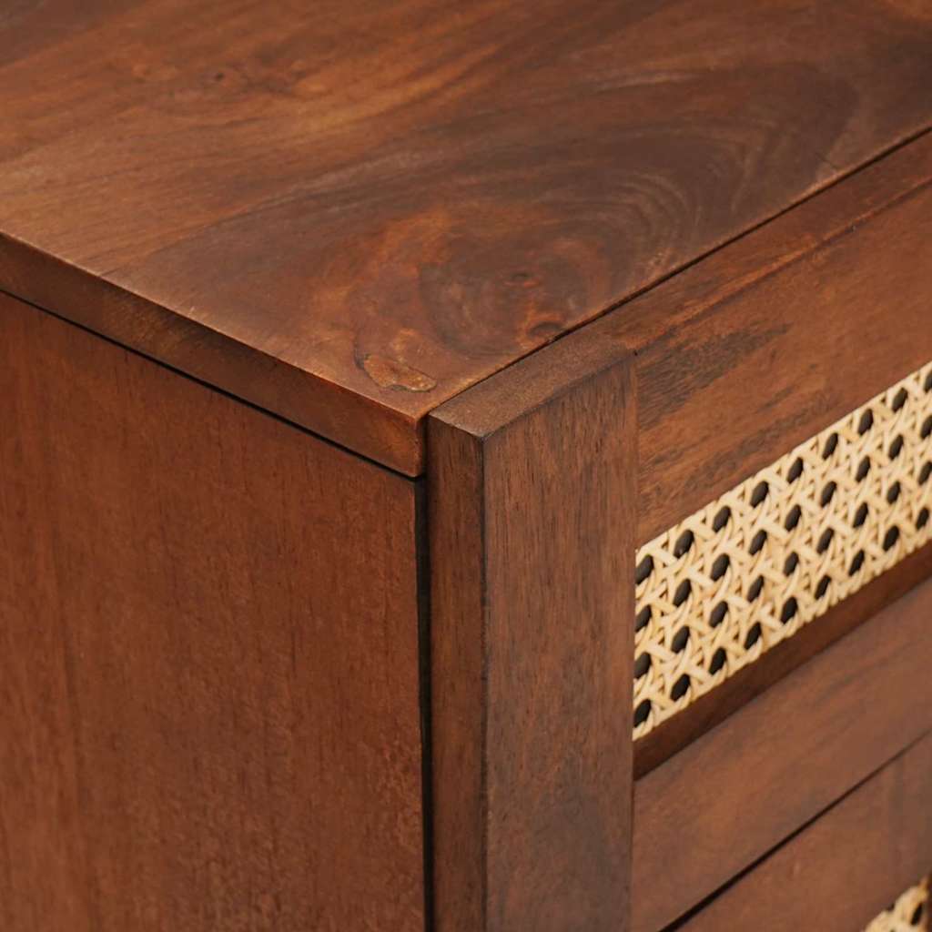 Bedside Tables Brown 50 x 33 x 60 cm Cane and solid mango wood