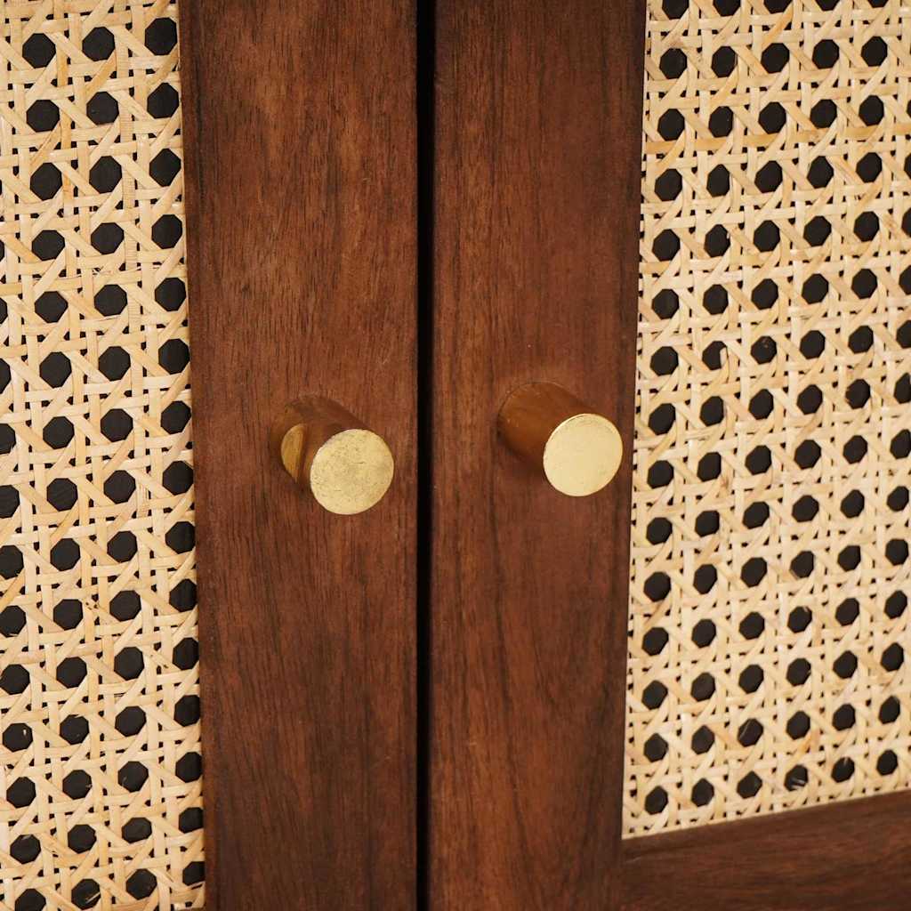 Bedside Tables Brown 50 x 33 x 60 cm Cane and solid mango wood