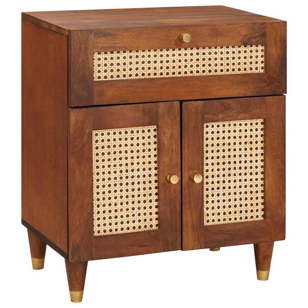 Bedside Tables Brown 50 x 33 x 60 cm Cane and solid mango wood