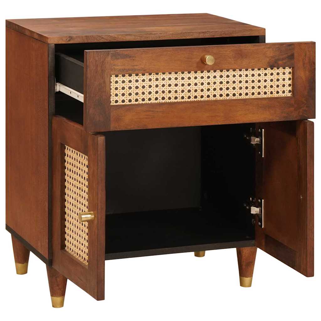 Bedside Tables Brown 50 x 33 x 60 cm Cane and solid mango wood