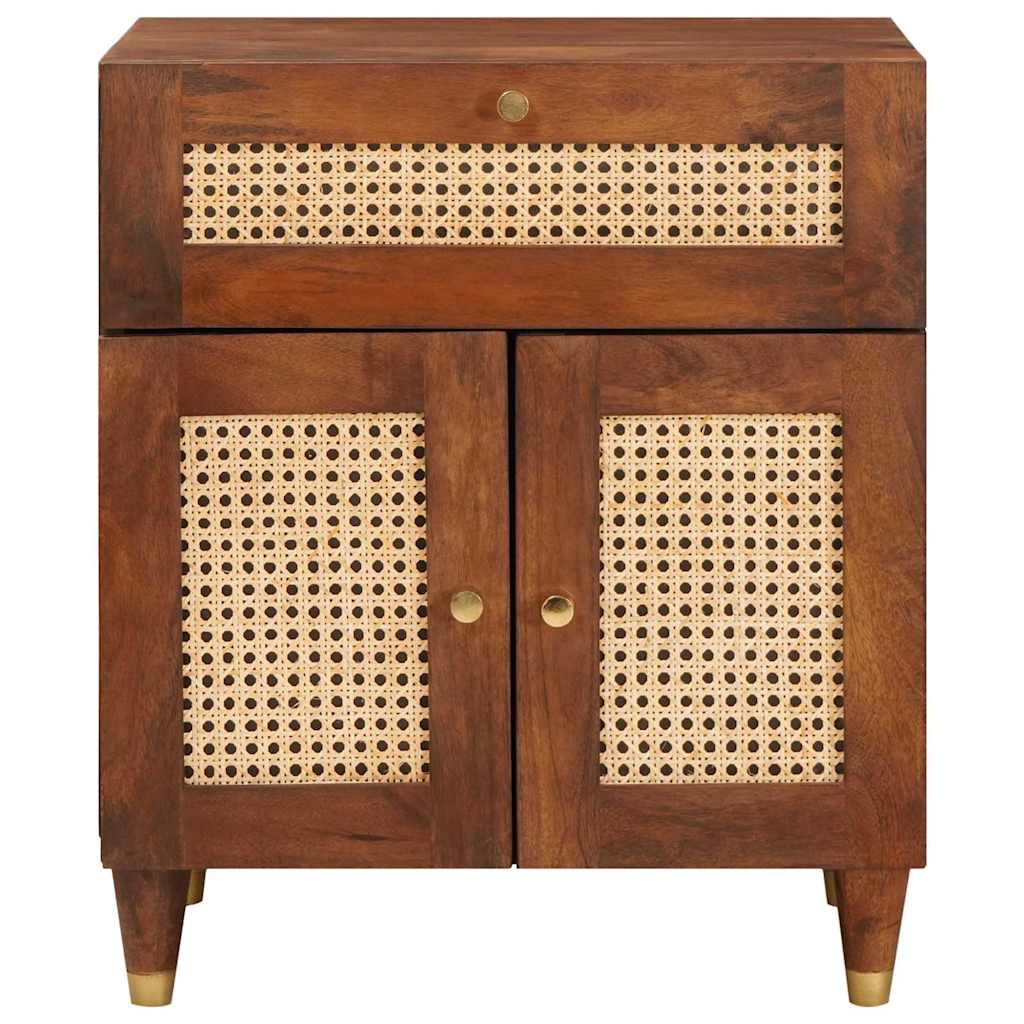 Bedside Tables Brown 50 x 33 x 60 cm Cane and solid mango wood
