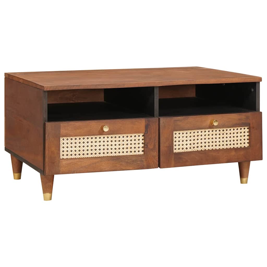 Coffee Tables Brown 80 x 54 x 40 cm Cane and solid mango wood