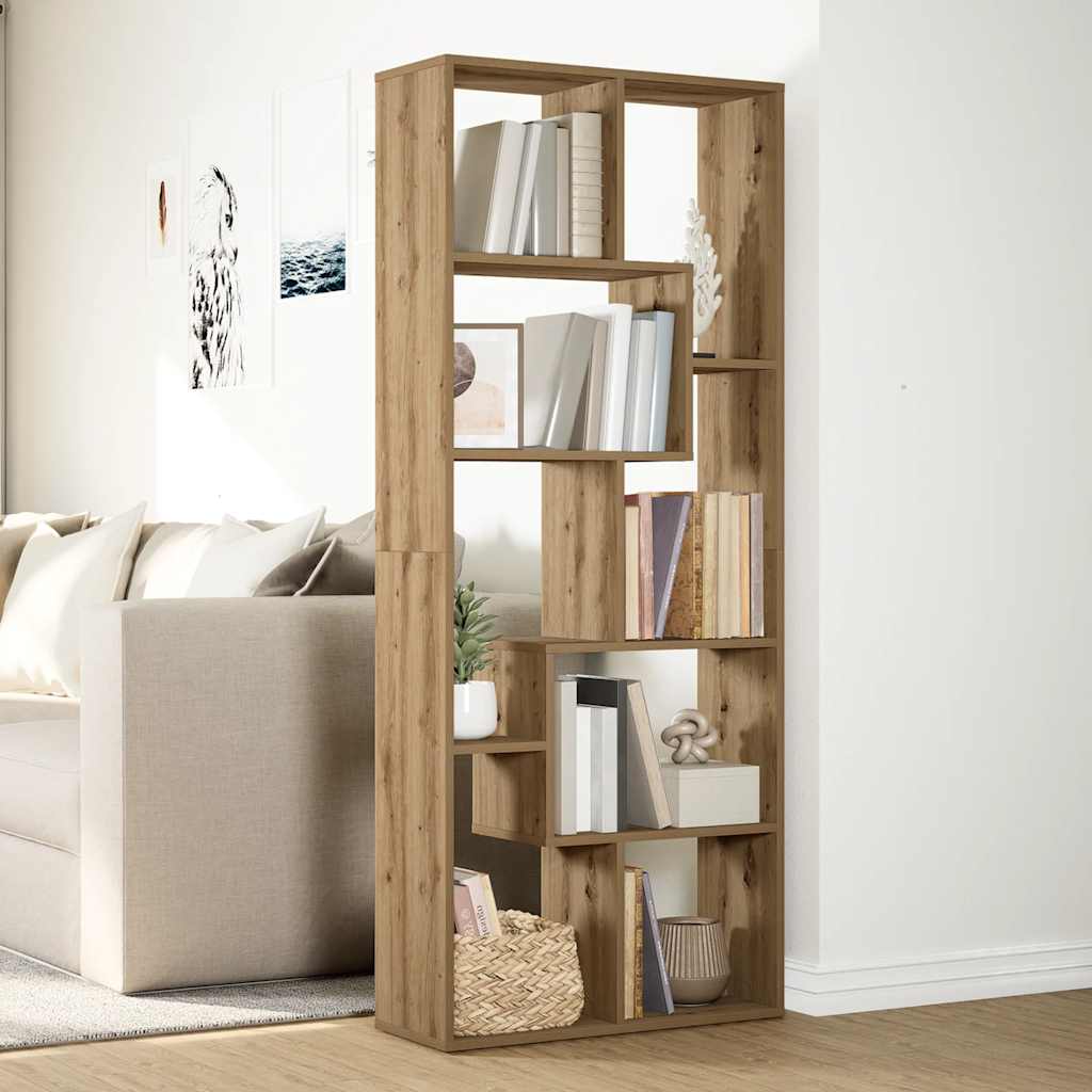 Room Divider Bookcase Artisan Oak 67x25x161.5 cm Engineered Wood