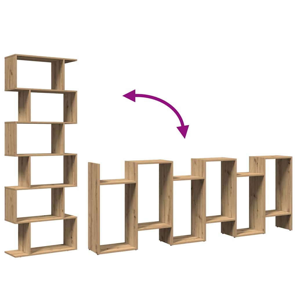 Room Divider Bookcase 6-Tier Artisan Oak 70x24x193 cm Engineered Wood