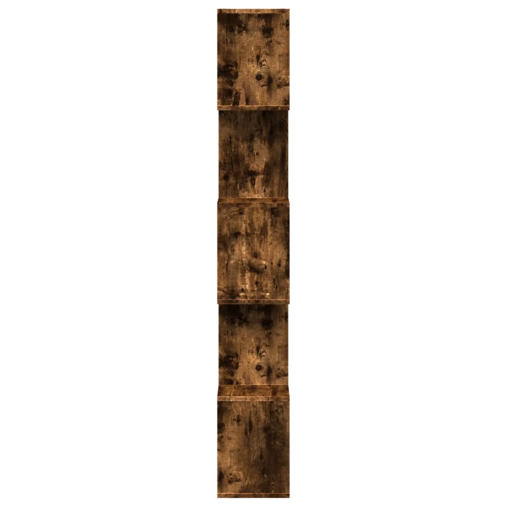 Room Divider Bookcase 5-Tier Smoked Oak 70x24x161 cm Engineered Wood