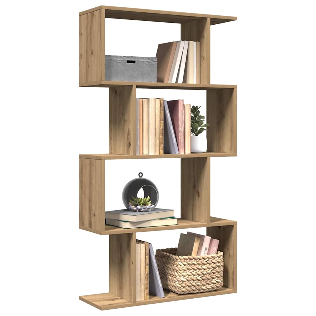 Room Divider Bookcase 4-Tier Artisan Oak 70x24x129 cm Engineered Wood