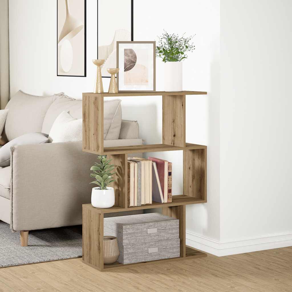 Room Divider Bookcase 3-Tier Artisan Oak 70x24x97 cm Engineered Wood