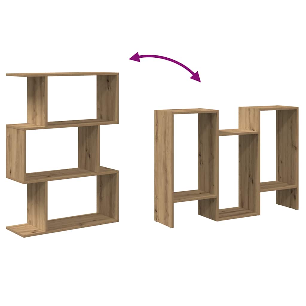 Room Divider Bookcase 3-Tier Artisan Oak 70x24x97 cm Engineered Wood