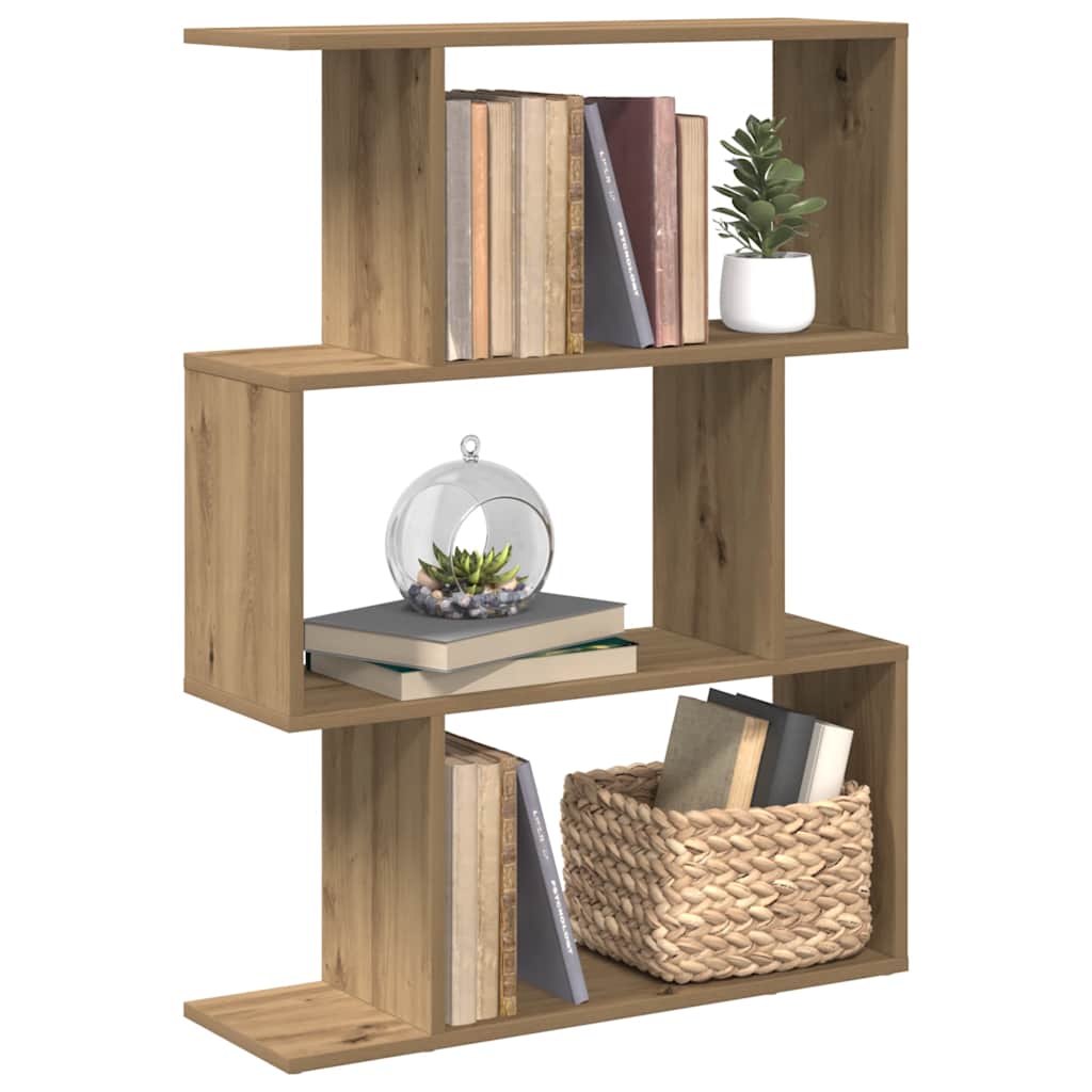 Room Divider Bookcase 3-Tier Artisan Oak 70x24x97 cm Engineered Wood