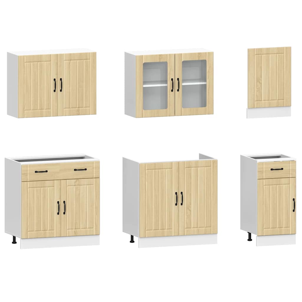 7 Piece Kitchen Cabinet Set Lucca Sonoma Oak Engineered Wood