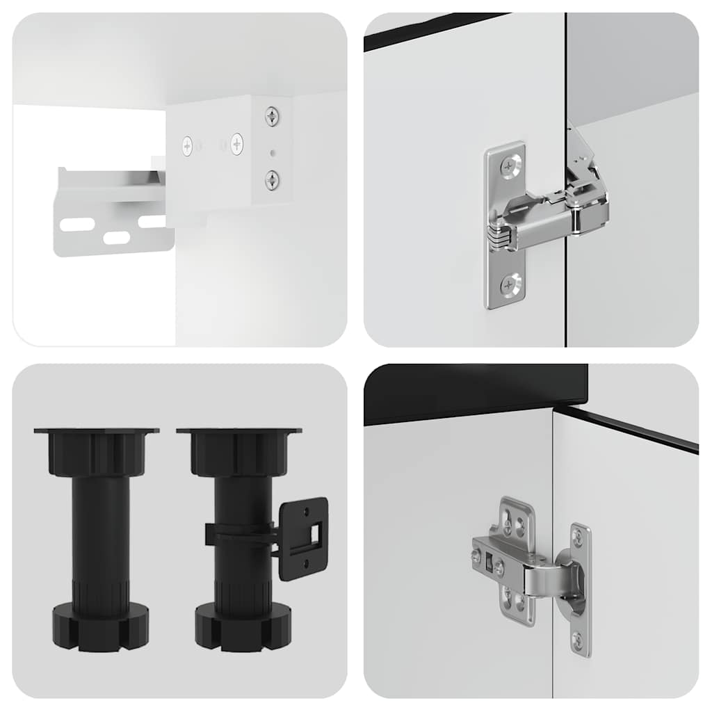 7 Piece Kitchen Cabinet Set Porto Black Engineered Wood