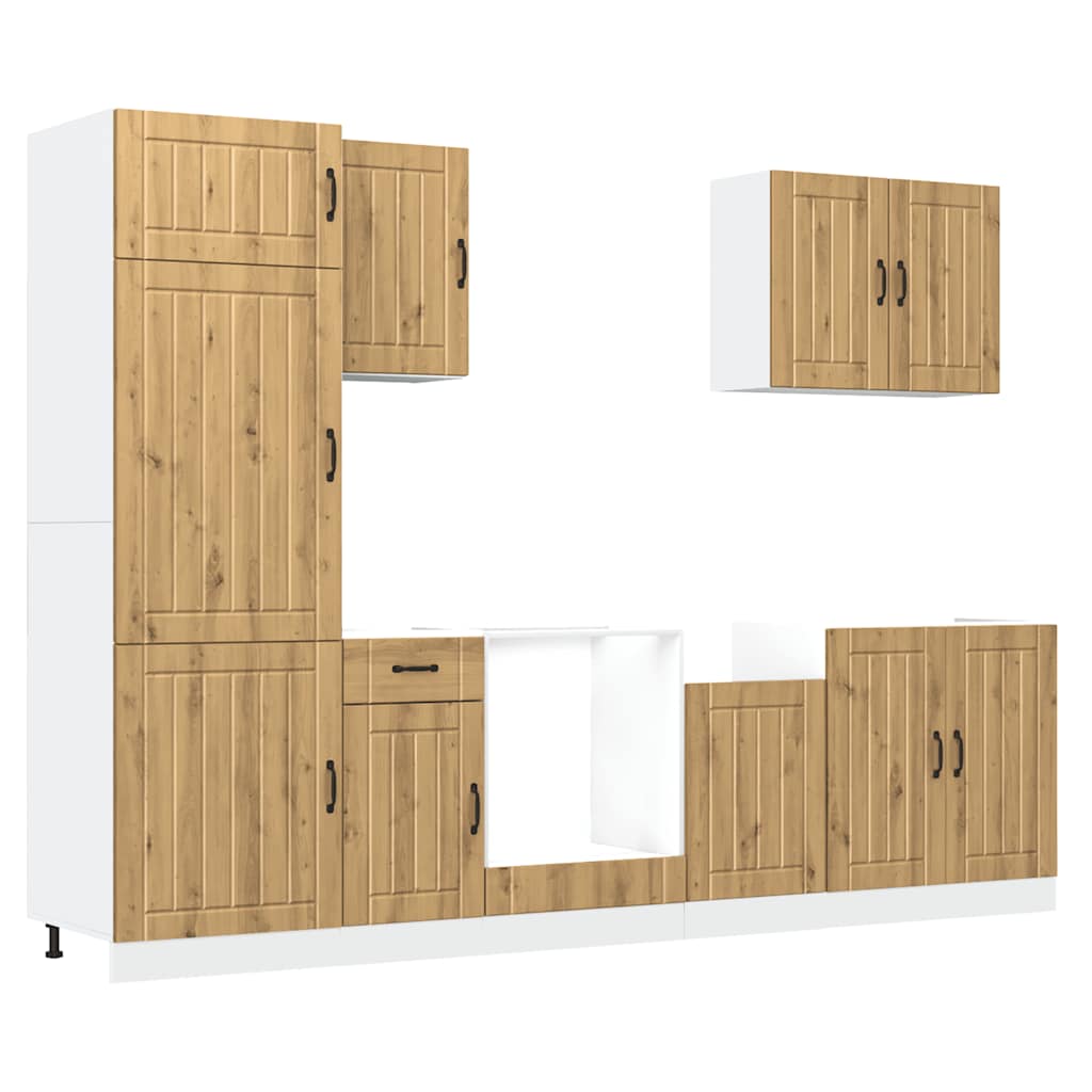 7 Piece Kitchen Cabinet Set Lucca Artisan Oak Engineered Wood