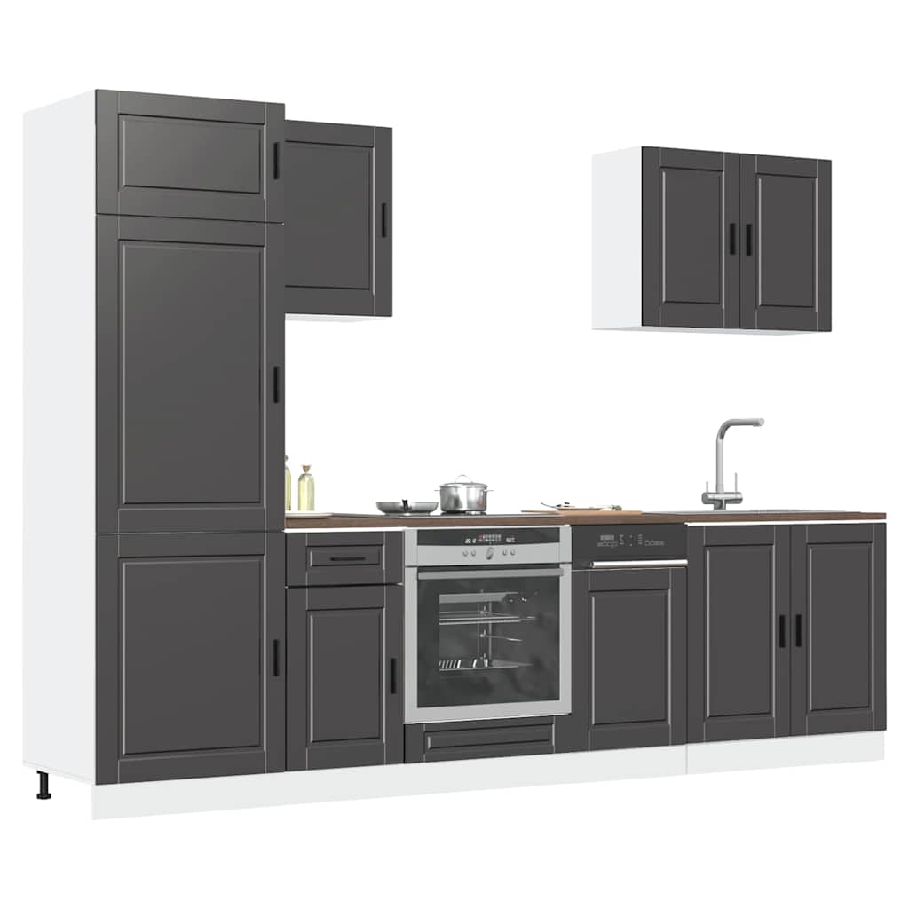 7 Piece Kitchen Cabinet Set Porto Black Engineered Wood