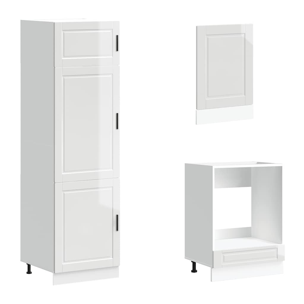 7 Piece Kitchen Cabinet Set Porto High Gloss White Engineered Wood