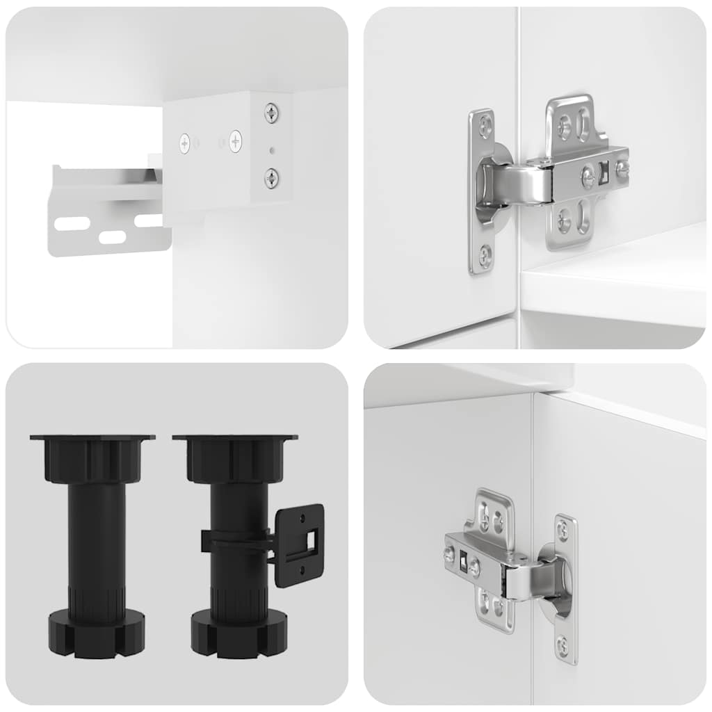 7 Piece Kitchen Cabinet Set Porto High Gloss White Engineered Wood