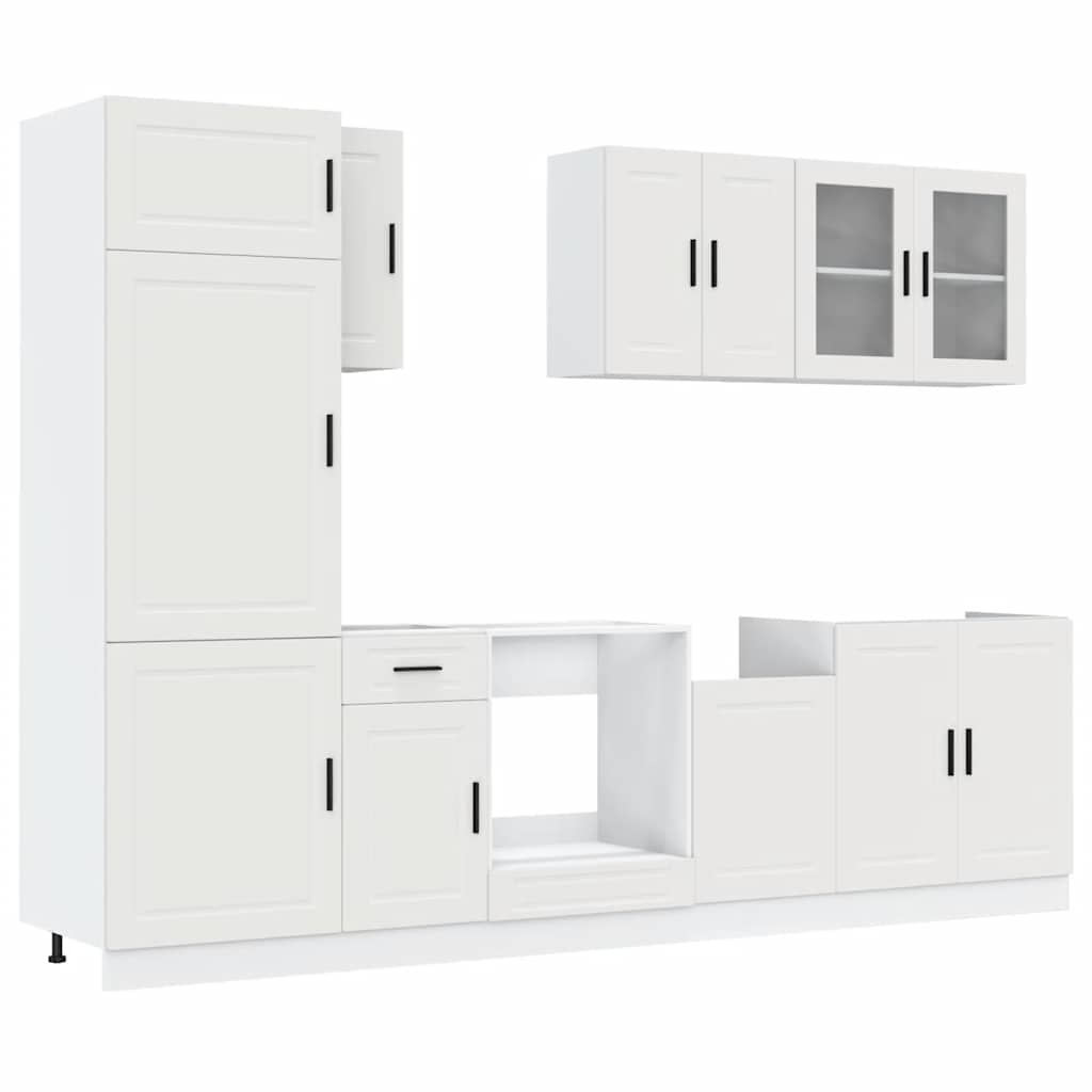 8 Piece Kitchen Cabinet Set Porto White Engineered Wood