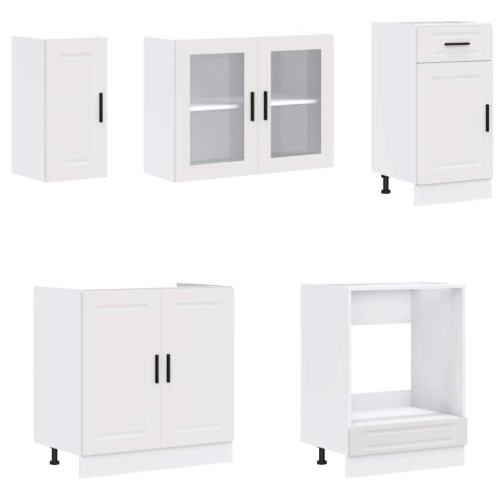 8 Piece Kitchen Cabinet Set Porto White Engineered Wood