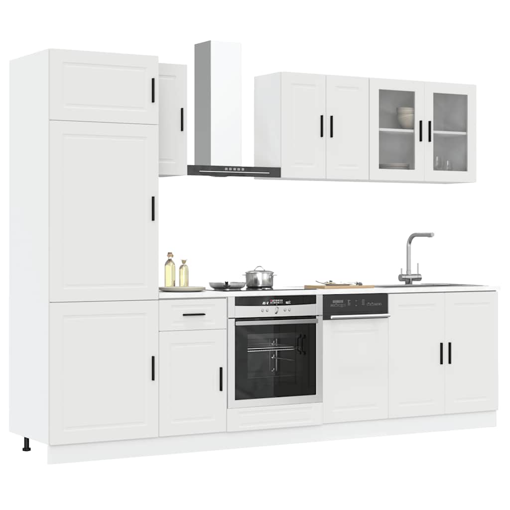 8 Piece Kitchen Cabinet Set Porto White Engineered Wood