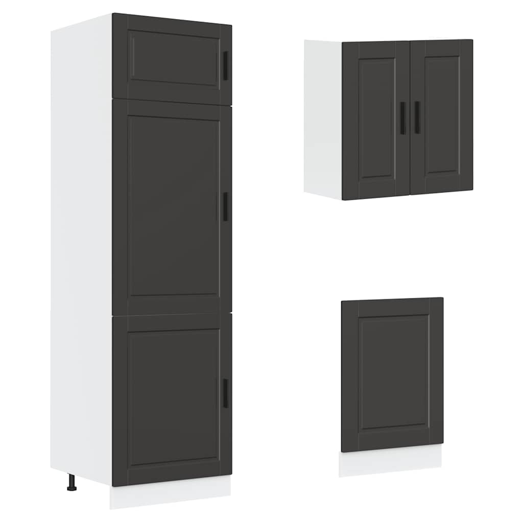 8 Piece Kitchen Cabinet Set Porto Black Engineered Wood