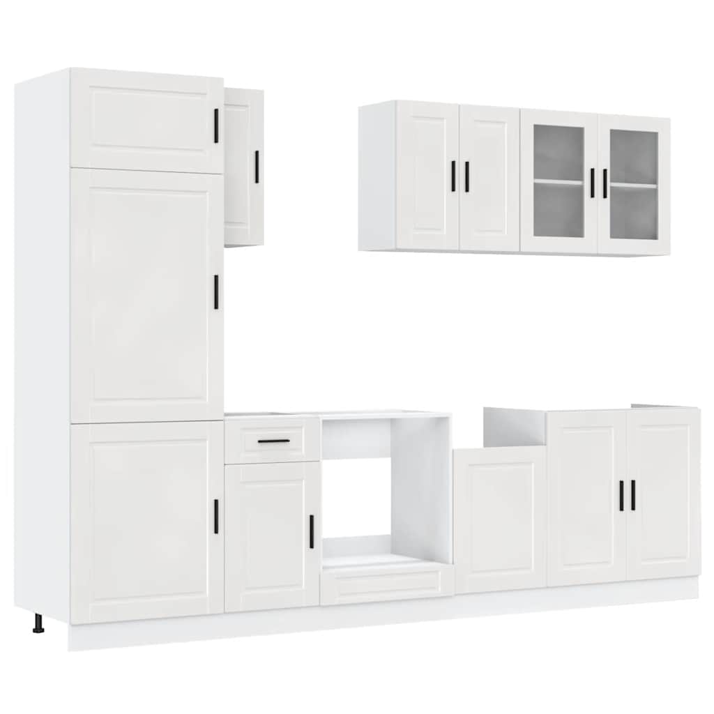 8 Piece Kitchen Cabinet Set Porto High Gloss White Engineered Wood