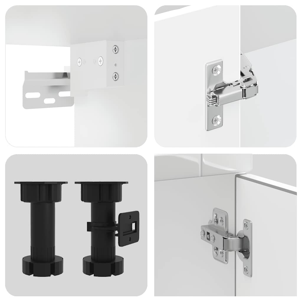 8 Piece Kitchen Cabinet Set Porto High Gloss White Engineered Wood